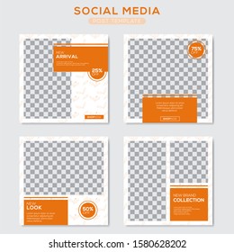Set modern square editable banner template. Minimalist design. Suitable for social media post and web. Vector illustration with photo college.