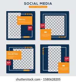 Set modern square editable banner template. Minimalist design. Suitable for social media post and web. Vector illustration with photo college.
