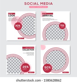 Set modern square editable banner template. Minimalist design. Suitable for social media post and web. Vector illustration with photo college.