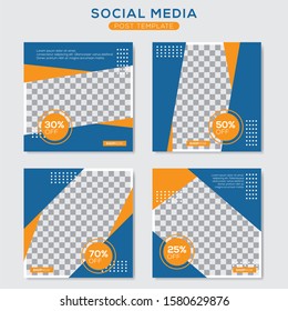 Set modern square editable banner template. Minimalist design. Suitable for social media post and web. Vector illustration with photo college.