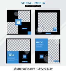 Set modern square editable banner template. Minimalist design. Suitable for social media post and web. Vector illustration with photo college.