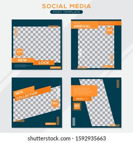 Set modern square editable banner template. Minimalist design. Suitable for social media post and web. Vector illustration with photo college.