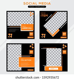 Set modern square editable banner template. Minimalist design. Suitable for social media post and web. Vector illustration with photo college.