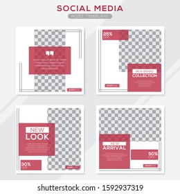 Set modern square editable banner template. Minimalist design. Suitable for social media post and web. Vector illustration with photo college.