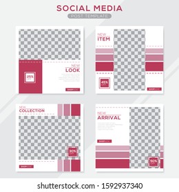 Set modern square editable banner template. Minimalist design. Suitable for social media post and web. Vector illustration with photo college.