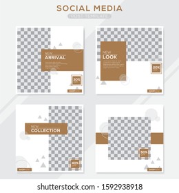 Set modern square editable banner template. Minimalist design. Suitable for social media post and web. Vector illustration with photo college.