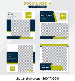 Set modern square editable banner template. Minimalist design. Suitable for social media post and web. Vector illustration with photo college.