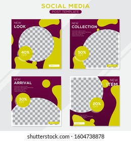 Set modern square editable banner template. Minimalist design. Suitable for social media post and web. Vector illustration with photo college.