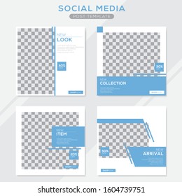 Set modern square editable banner template. Minimalist design. Suitable for social media post and web. Vector illustration with photo college.