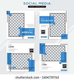 Set modern square editable banner template. Minimalist design. Suitable for social media post and web. Vector illustration with photo college.