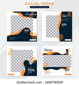 Set modern square editable banner template. Minimalist design. Suitable for social media post and web. Vector illustration with photo college.