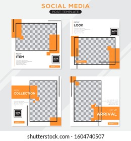 Set modern square editable banner template. Minimalist design. Suitable for social media post and web. Vector illustration with photo college.