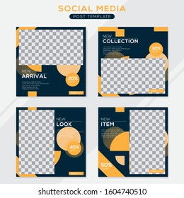 Set modern square editable banner template. Minimalist design. Suitable for social media post and web. Vector illustration with photo college.
