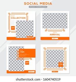 Set modern square editable banner template. Minimalist design. Suitable for social media post and web. Vector illustration with photo college.