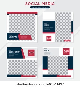 Set modern square editable banner template. Minimalist design. Suitable for social media post and web. Vector illustration with photo college.