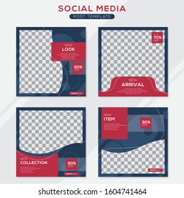 Set modern square editable banner template. Minimalist design. Suitable for social media post and web. Vector illustration with photo college.