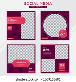 Set modern square editable banner template. Minimalist design. Suitable for social media post and web. Vector illustration with photo college.