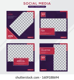 Set modern square editable banner template. Minimalist design. Suitable for social media post and web. Vector illustration with photo college.
