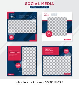 Set modern square editable banner template. Minimalist design. Suitable for social media post and web. Vector illustration with photo college.