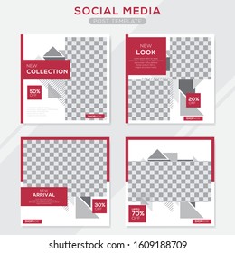 Set modern square editable banner template. Minimalist design. Suitable for social media post and web. Vector illustration with photo college.