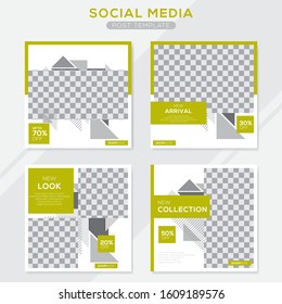 Set modern square editable banner template. Minimalist design. Suitable for social media post and web. Vector illustration with photo college.