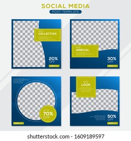 Set modern square editable banner template. Minimalist design. Suitable for social media post and web. Vector illustration with photo college.