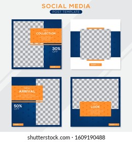 Set modern square editable banner template. Minimalist design. Suitable for social media post and web. Vector illustration with photo college.