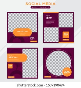 Set modern square editable banner template. Minimalist design. Suitable for social media post and web. Vector illustration with photo college.