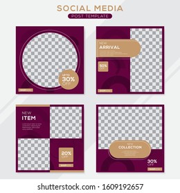 Set modern square editable banner template. Minimalist design. Suitable for social media post and web. Vector illustration with photo college.