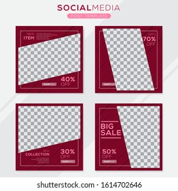 Set modern square editable banner template. Minimalist design. Suitable for social media post and web. Vector illustration with photo college.
