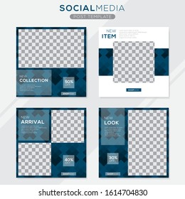 Set modern square editable banner template. Minimalist design. Suitable for social media post and web. Vector illustration with photo college.