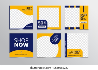 Set modern square editable banner template. Suitable for social media post and web, internet ads. Vector illustration with photo college.