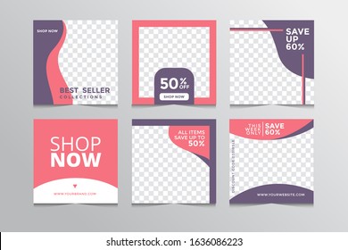 Set modern square editable banner template. Suitable for social media post and web, internet ads. Vector illustration with photo college.