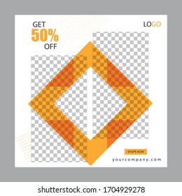 Set modern square editable banner template. Minimalist design. Suitable for social media post and web. Vector illustration with photo college.