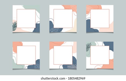 Set modern square editable banner template. Pastel colors. Suitable for social media post and web, internet ads. Vector illustration with photo college. Eps 10