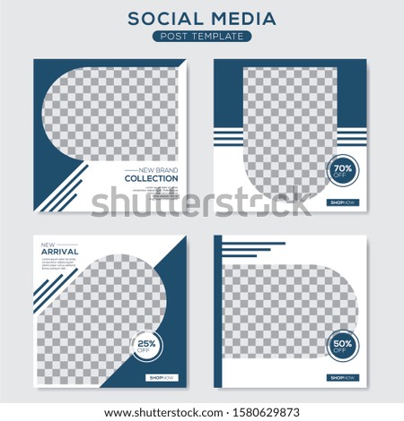 Set modern square editable banner template. Minimalist design. Suitable for social media post and web. Vector illustration with photo college.
