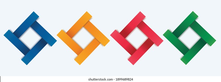 set of modern square isolated color frame template background vector illustration EPS10