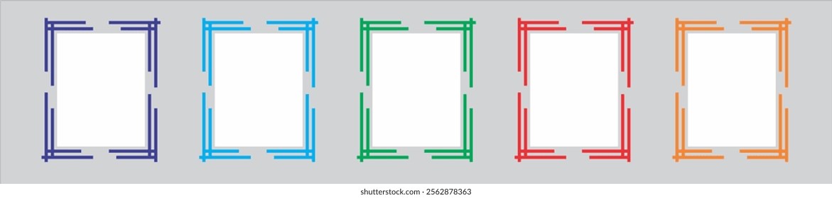 set of modern square isolated color frame template background vector illustration