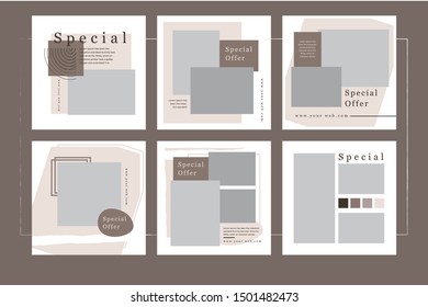 Conjunto de banner web cuadrado moderno para aplicaciones móviles de medios sociales