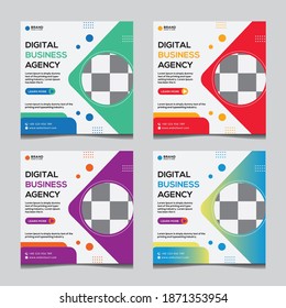 Set of modern square web banner for social media mobile apps