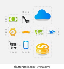 Set of modern stickers. Fashion business