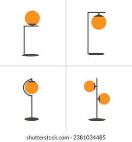 Set of modern street lamp icons. Flat design. Vector bicolor icons