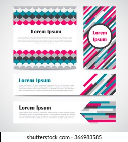 Set of modern striped abstract poster, banners, cards template. Vector illustration.