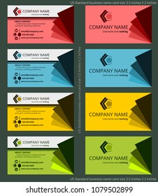 Set of Modern Style Creative Clean Business Name Card US Standard Design Templates. Flat Style, Vector Illustration