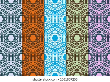 set of modern stylish geometry hexagonal seamless pattern art deco background for texture.