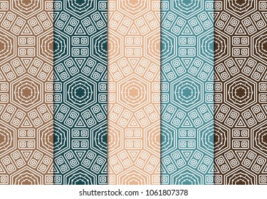 set of modern stylish geometry hexagonal seamless pattern art deco background. Luxury texture for wallpaper, invitation. Vector illustration and design ornament.
