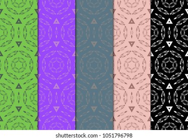 set of modern stylish geometry seamless pattern art deco background. Luxury texture for wallpaper, invitation. Vector illustration.