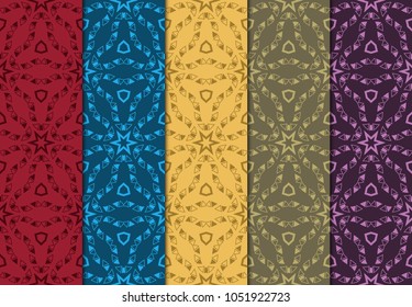 set of modern stylish geometry seamless pattern art deco background. Luxury texture for wallpaper, invitation. Vector illustration.