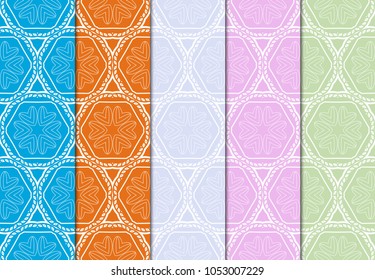 set of modern stylish geometry seamless pattern art deco background. Luxury texture for wallpaper, invitation. Vector illustration.