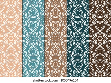 set of modern stylish geometry seamless pattern art deco background. Luxury texture for wallpaper, invitation. Vector illustration.